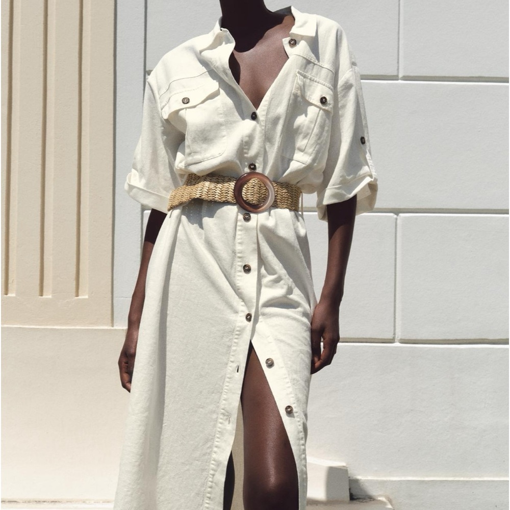 Zara BELTED MIDI SHIRTDRESS
Ecru size M NWT